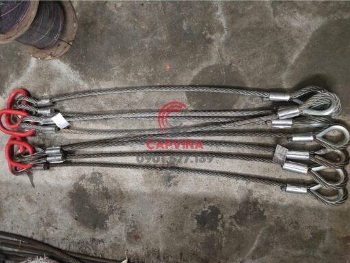 Sling cáp thép bấm chì 2 chân