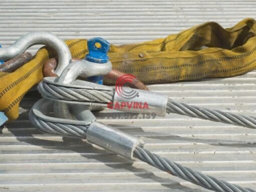 Sling cáp thép bấm chì 2 chân