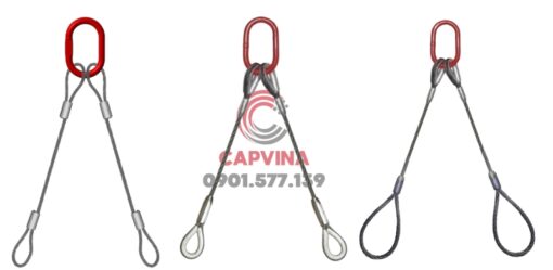 Sling cáp thép bấm chì 2 chân