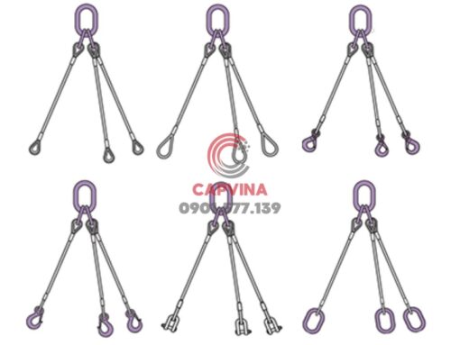 Sling cáp thép bấm chì 3 chân