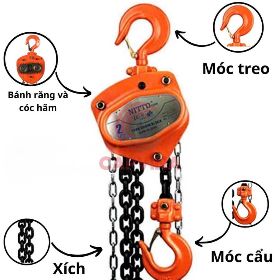 pa lăng xích kéo tay 2 tấn