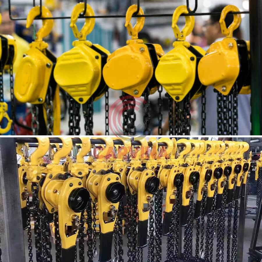 so sánh pa lăng xích kéo tay với pa lăng xích lắc tay