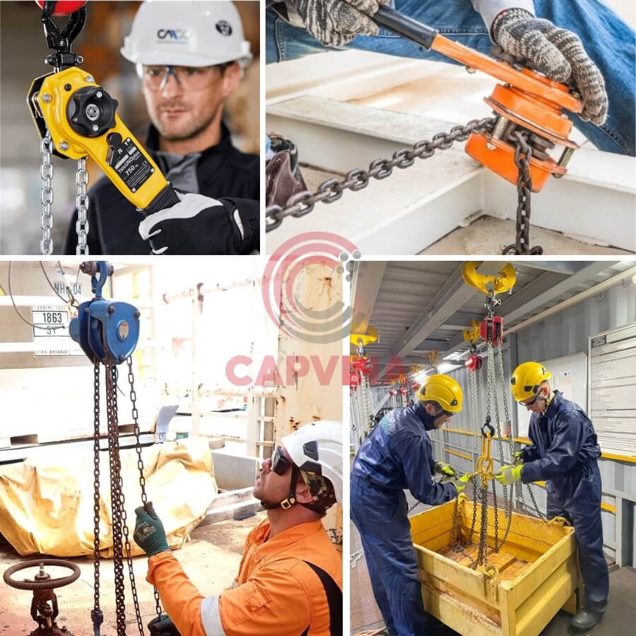 so sánh pa lăng xích kéo tay với pa lăng xích lắc tay