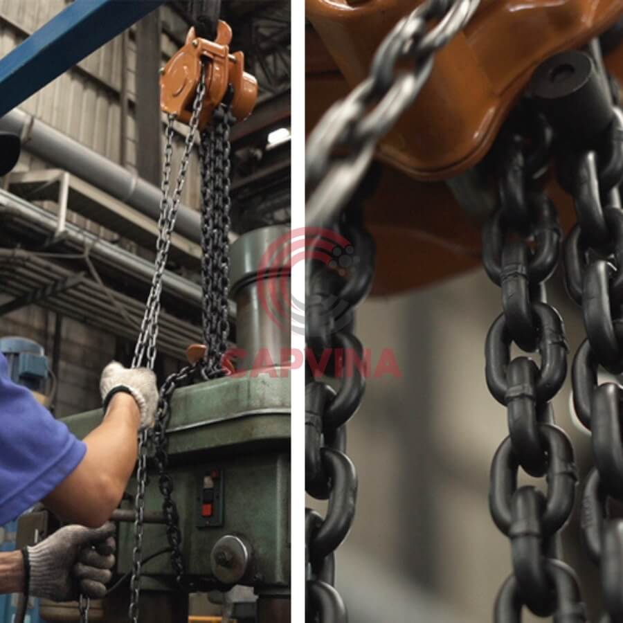 so sánh pa lăng xích kéo tay với pa lăng xích lắc tay