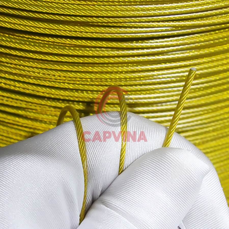 cáp bọc nhựa màu vàng